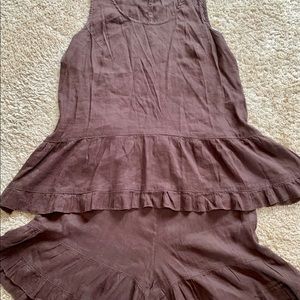 Kleen, linen short and top set. Chocolate brown.